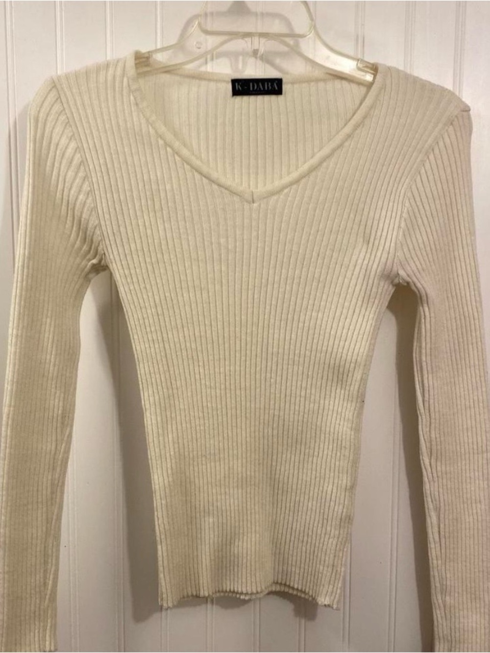 cream ribbed longsleeve top